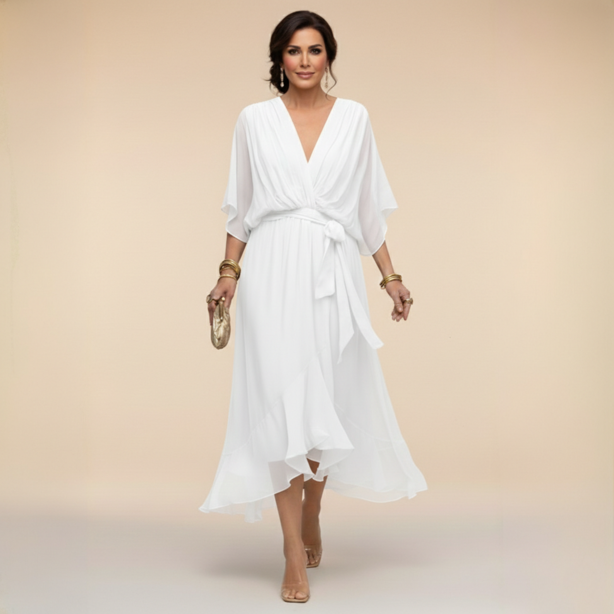 Grace | Chiffon Dress with V-Neck