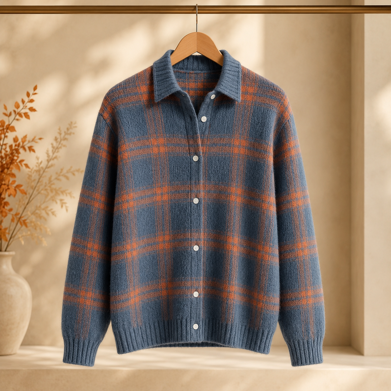 Beatrice | Checked Knit Shirt Cardigan