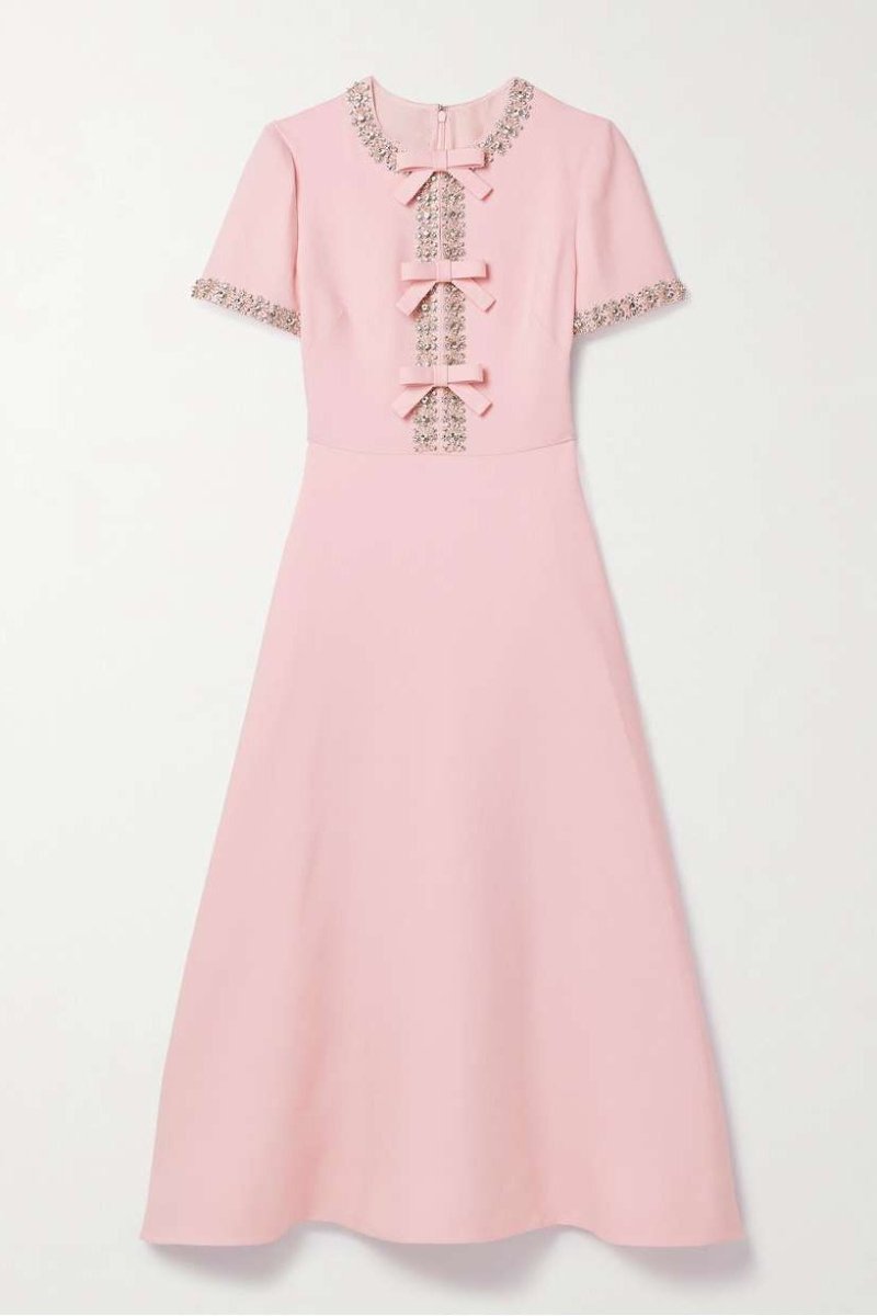 Kiara™ | Bow with Crystal Embellished Midi Dress