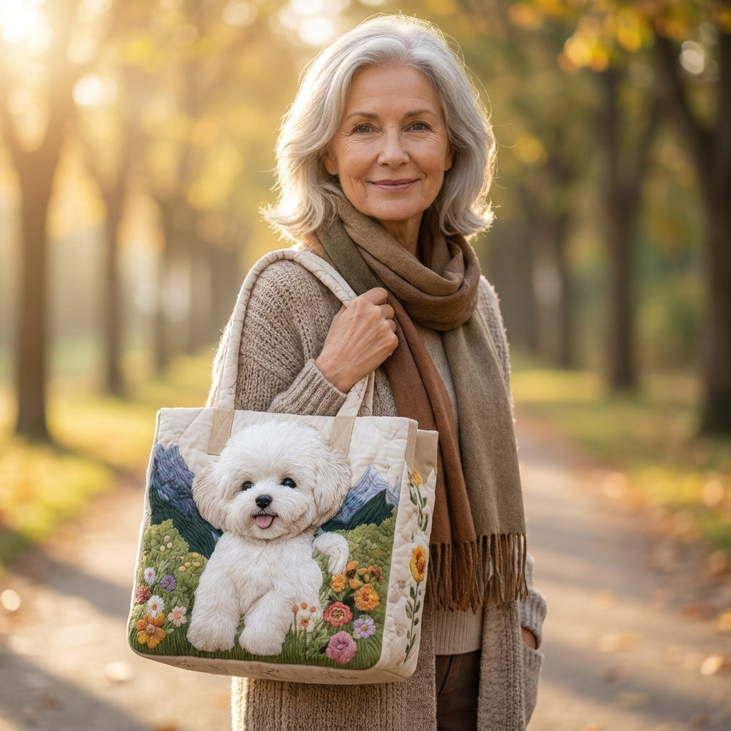 Bonnie | Quilted Dog-Print Shoulder Bag