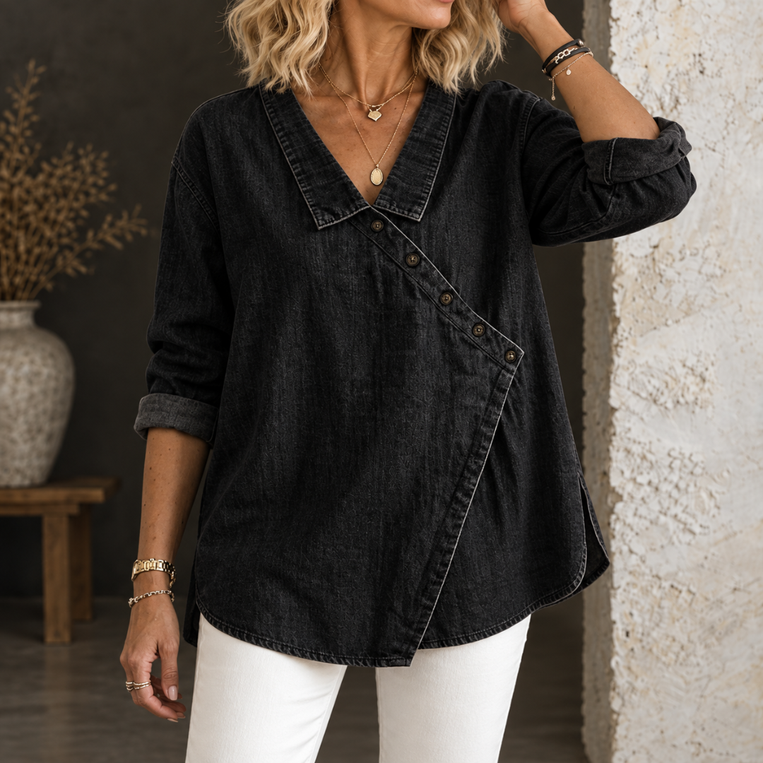 Anna™ | Denim Button-Up Blouse