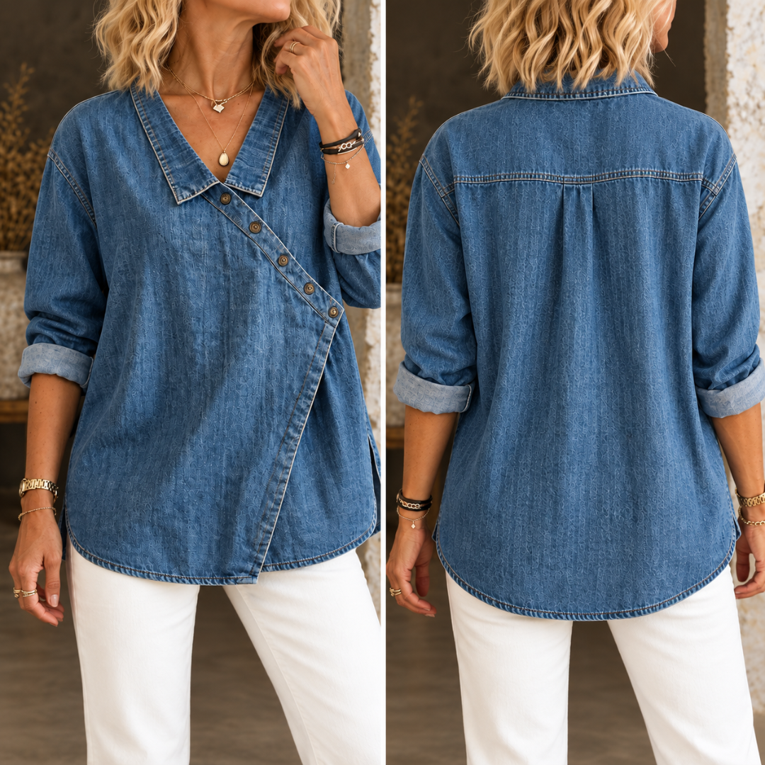 Anna™ | Denim Button-Up Blouse