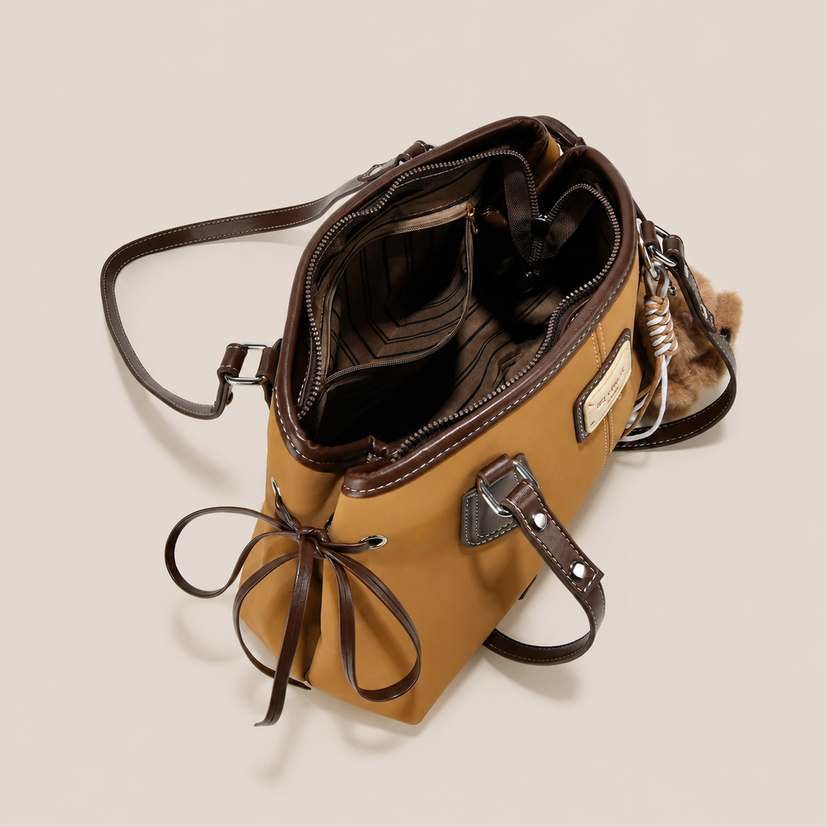 Winnie | Contrast-Stitch Shoulder Bag