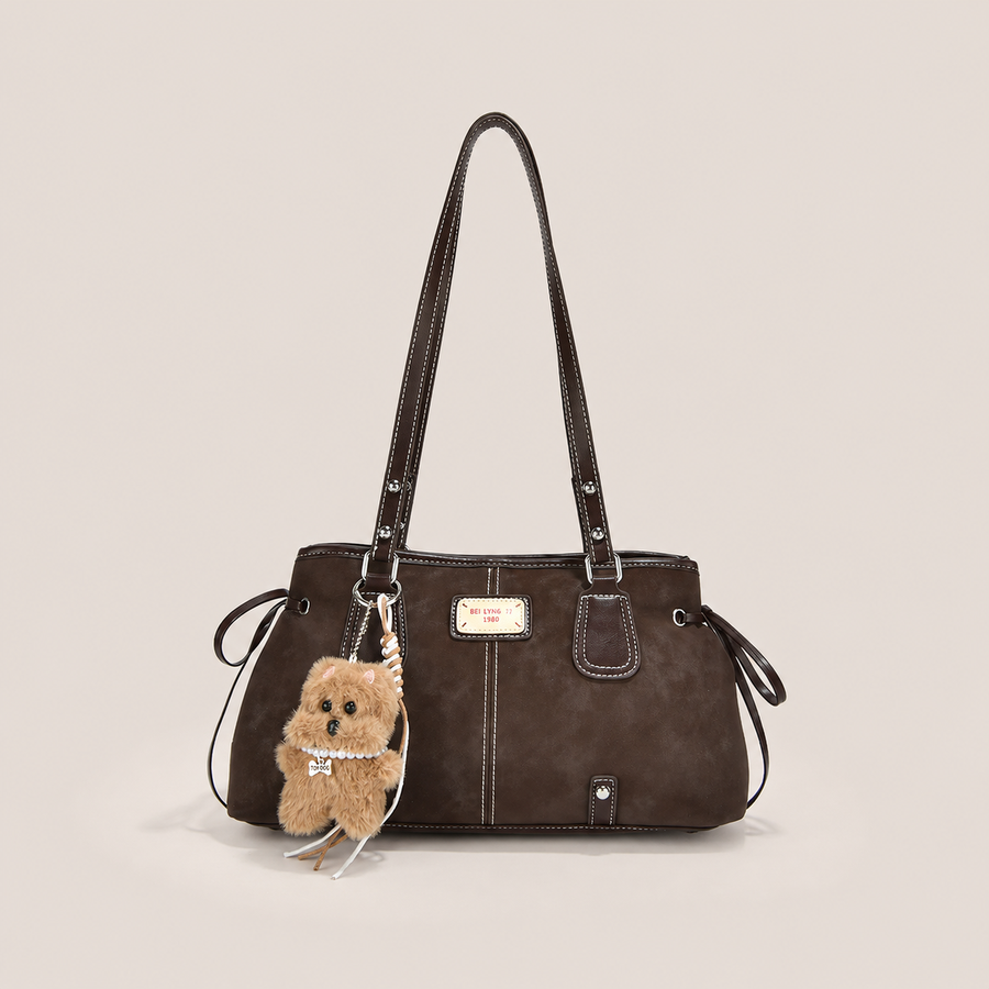Winnie | Contrast-Stitch Shoulder Bag