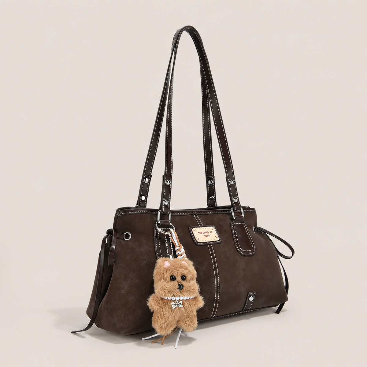 Winnie | Contrast-Stitch Shoulder Bag