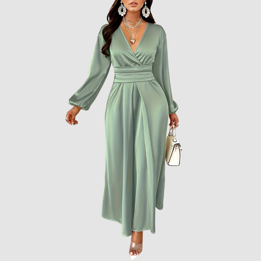 Eleanor Bloom - Pleated Satin Maxi Dress