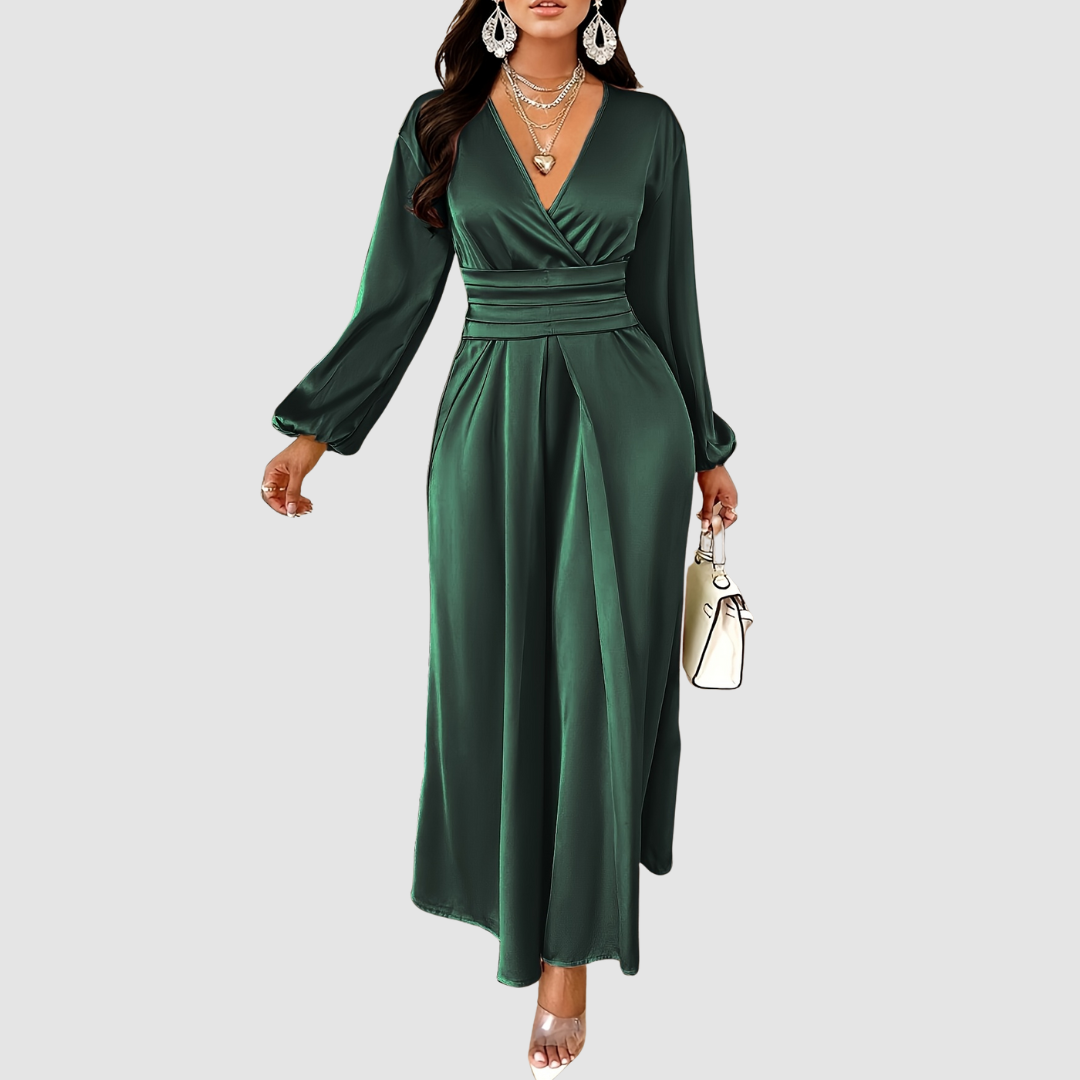 Eleanor Bloom - Pleated Satin Maxi Dress