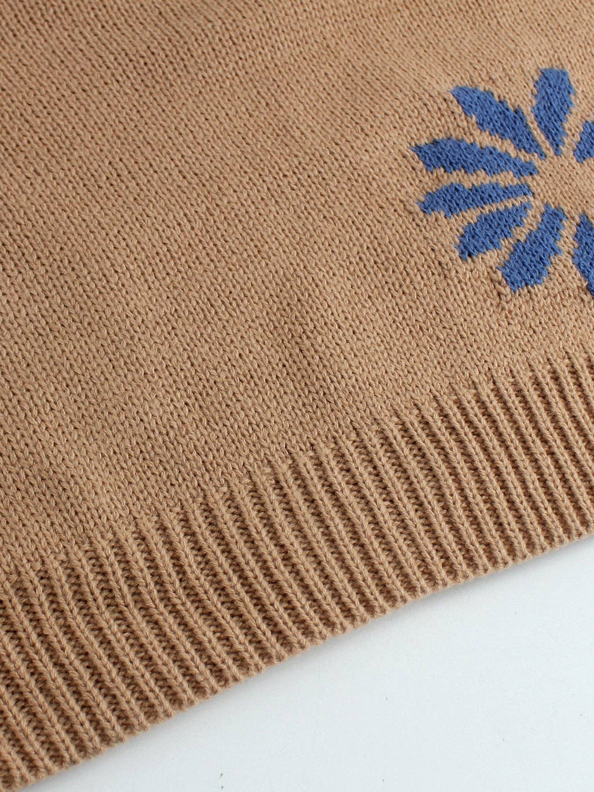 Camel Floral Knit Jumper