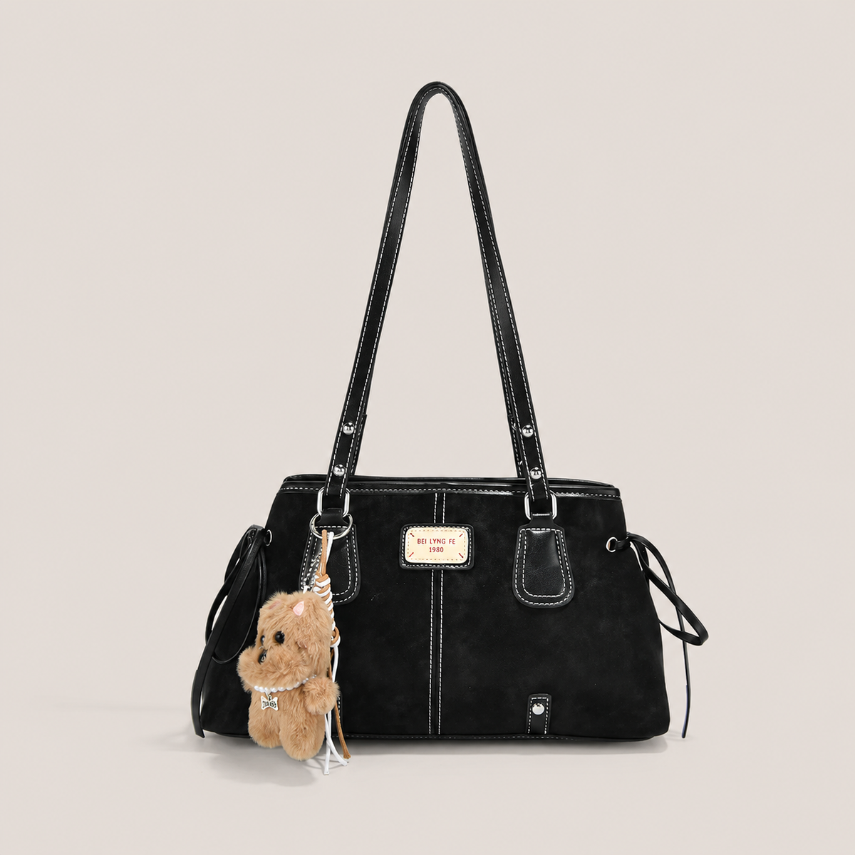 Winnie | Contrast-Stitch Shoulder Bag