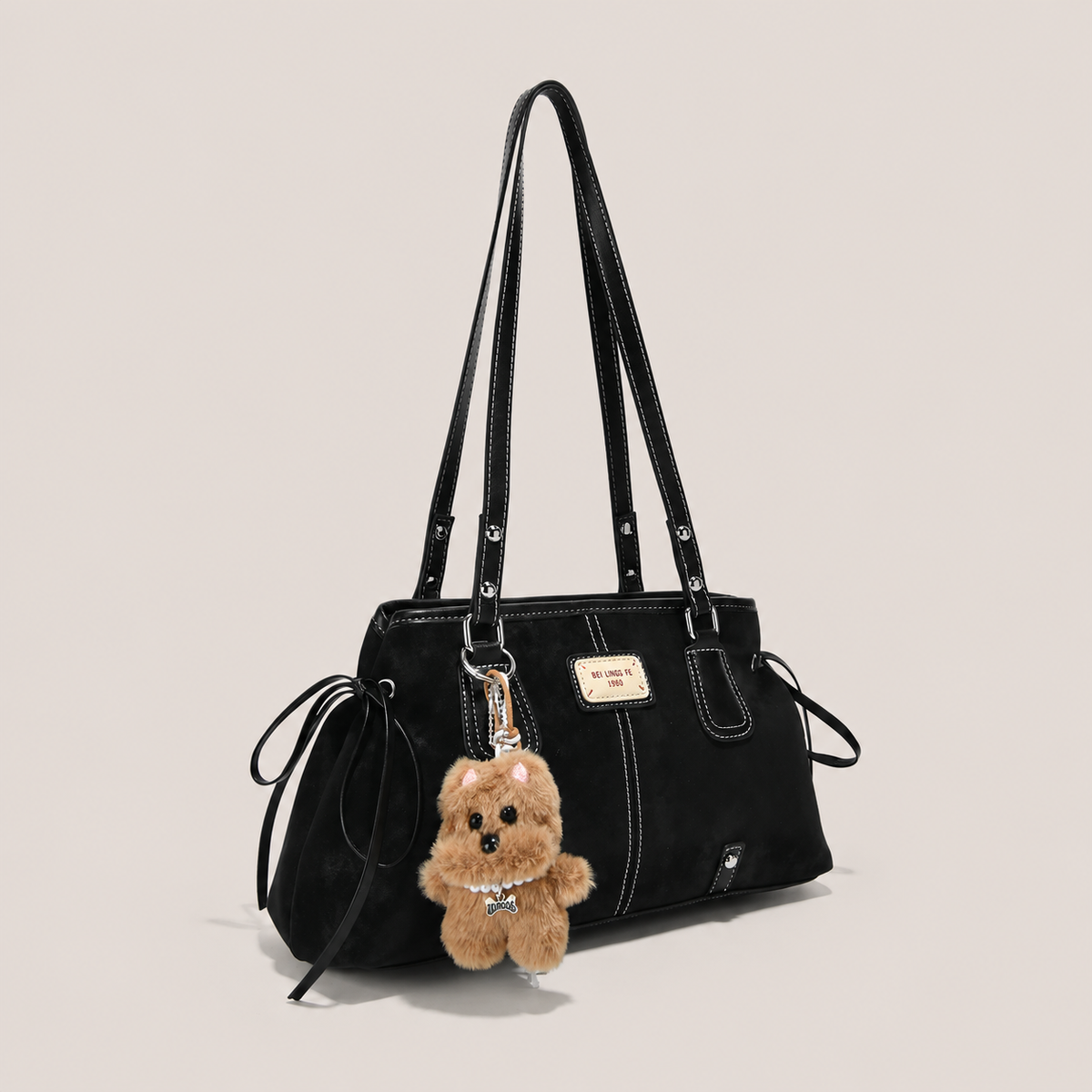 Winnie | Contrast-Stitch Shoulder Bag