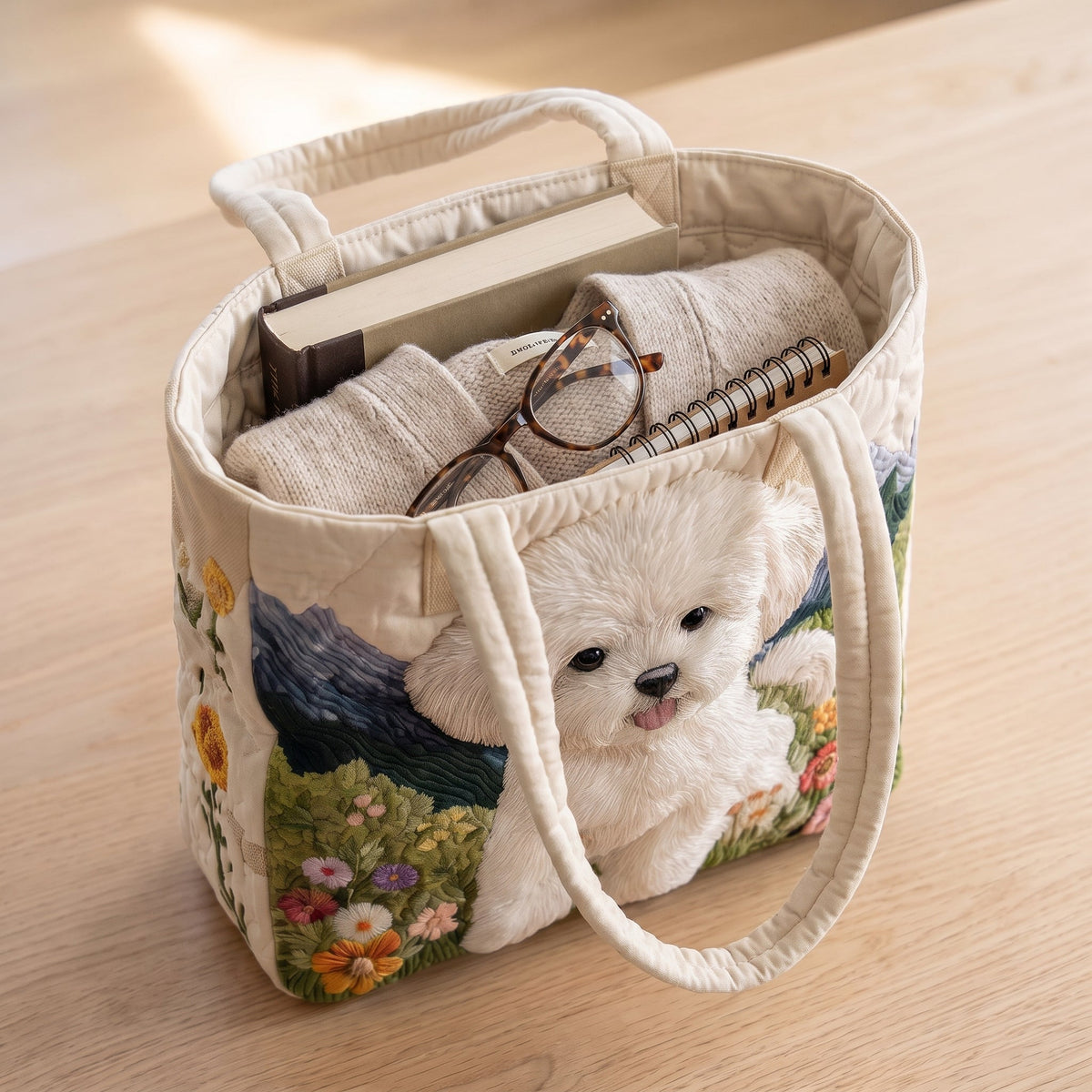 Bonnie | Quilted Dog-Print Shoulder Bag