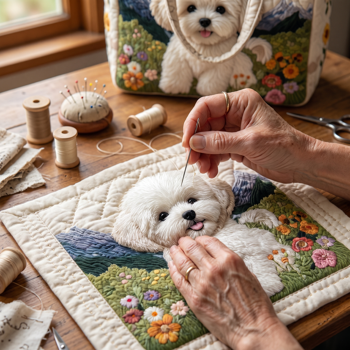 Bonnie | Quilted Dog-Print Shoulder Bag