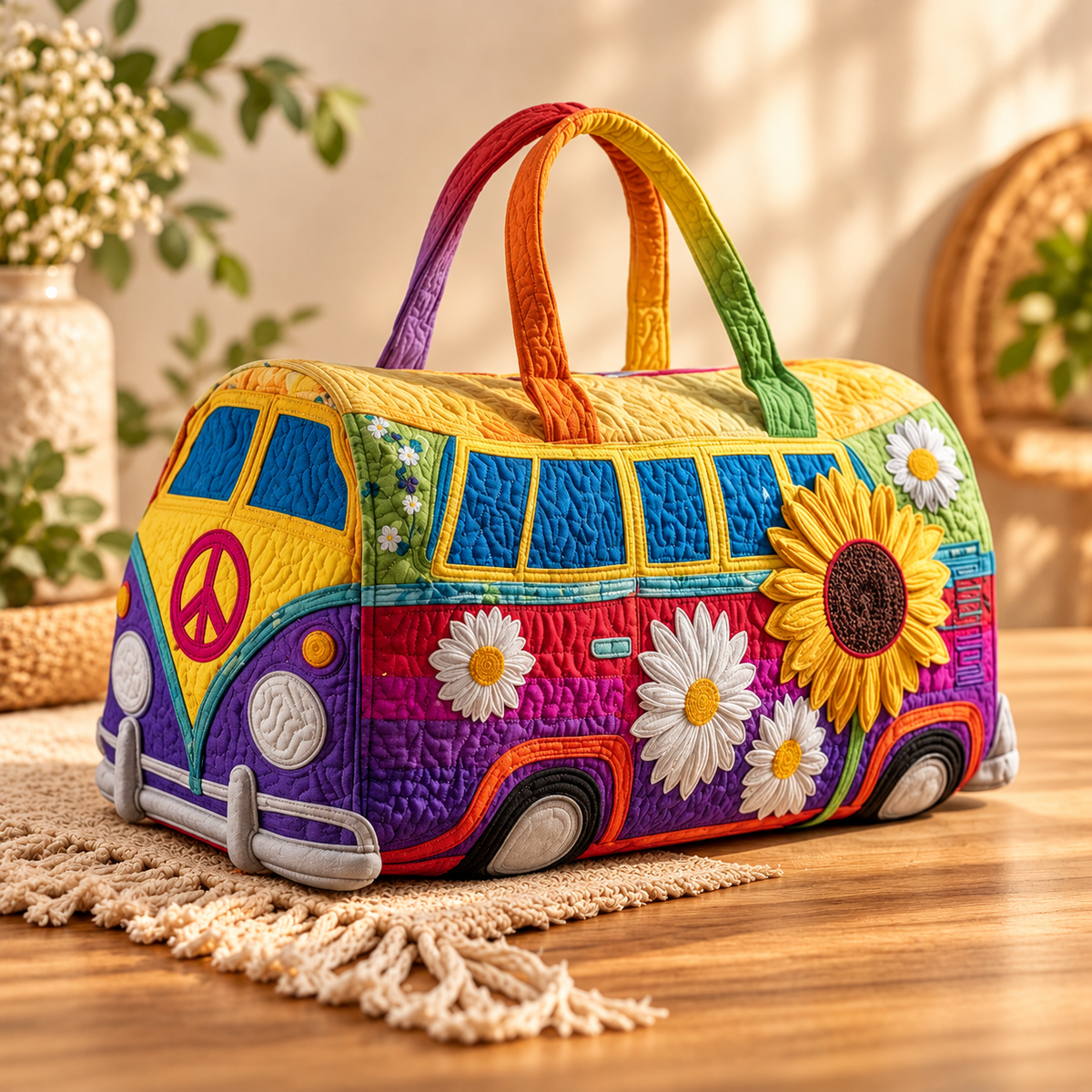 Sunflowvana | Quilted Travel Duffle Bag