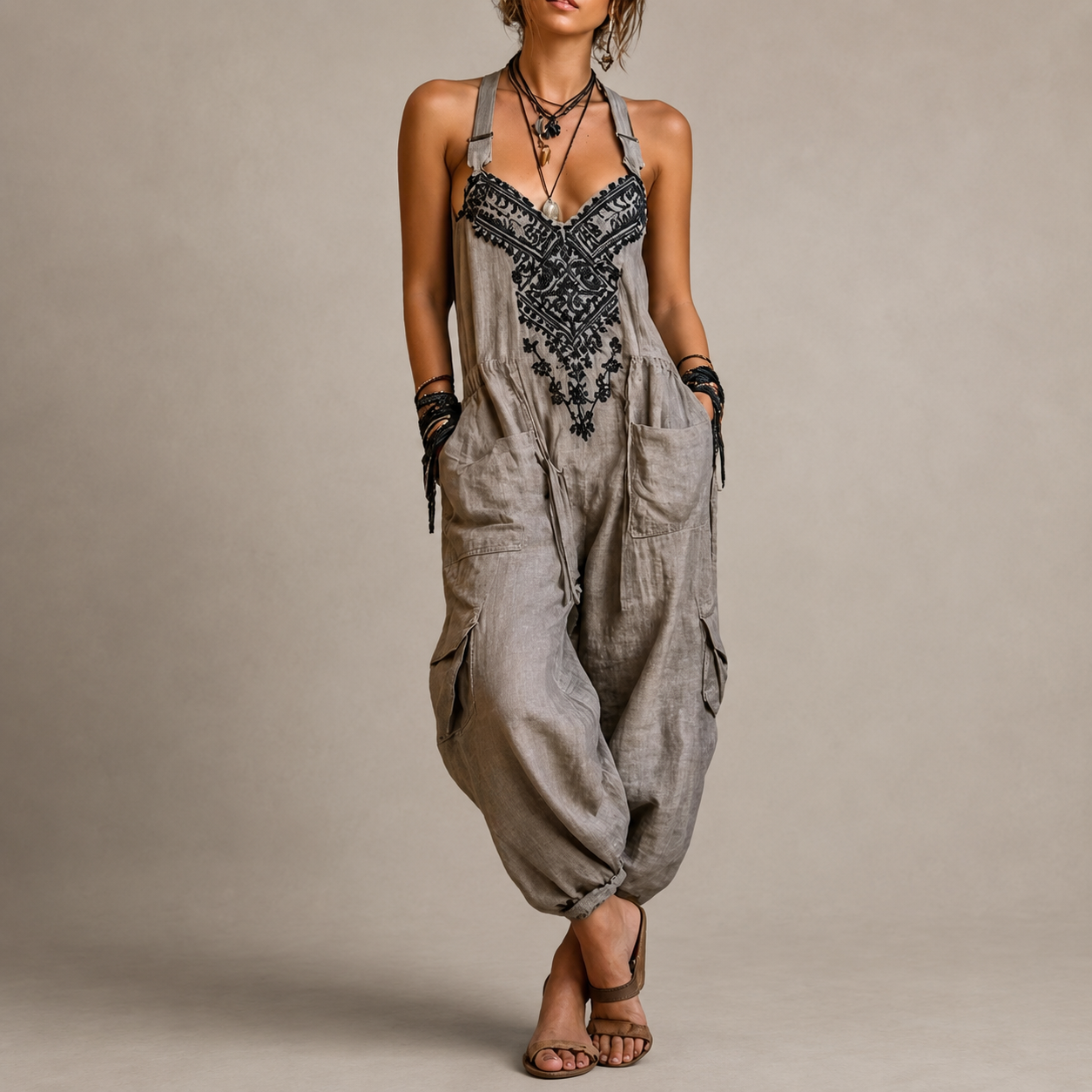 Astrid – Embroidered Boho Jumpsuit