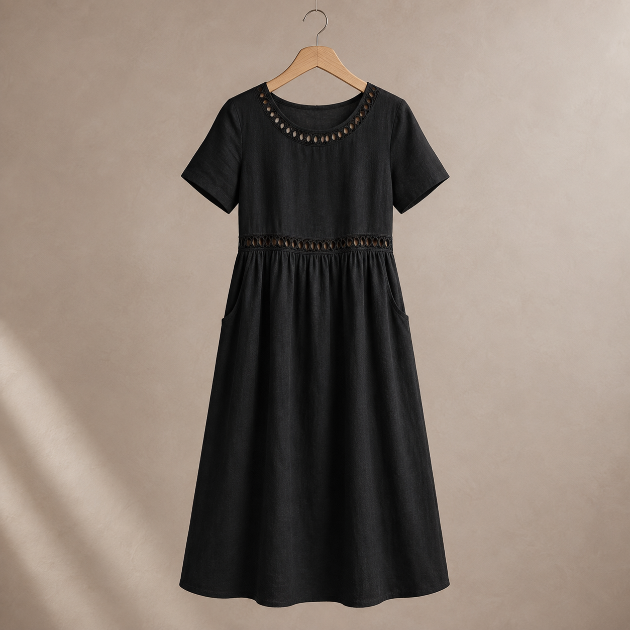 Olivia - Eyelet Trim Midi Dress