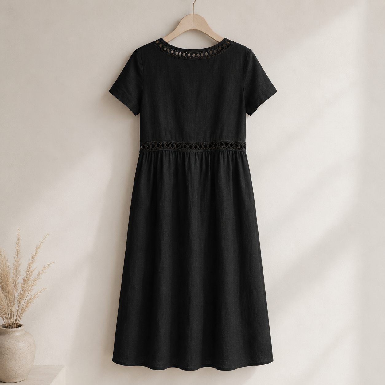 Olivia - Eyelet Trim Midi Dress