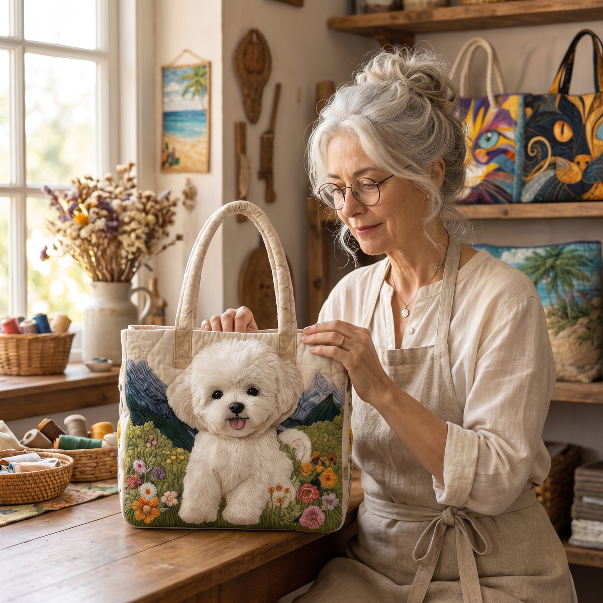 Bonnie | Quilted Dog-Print Shoulder Bag