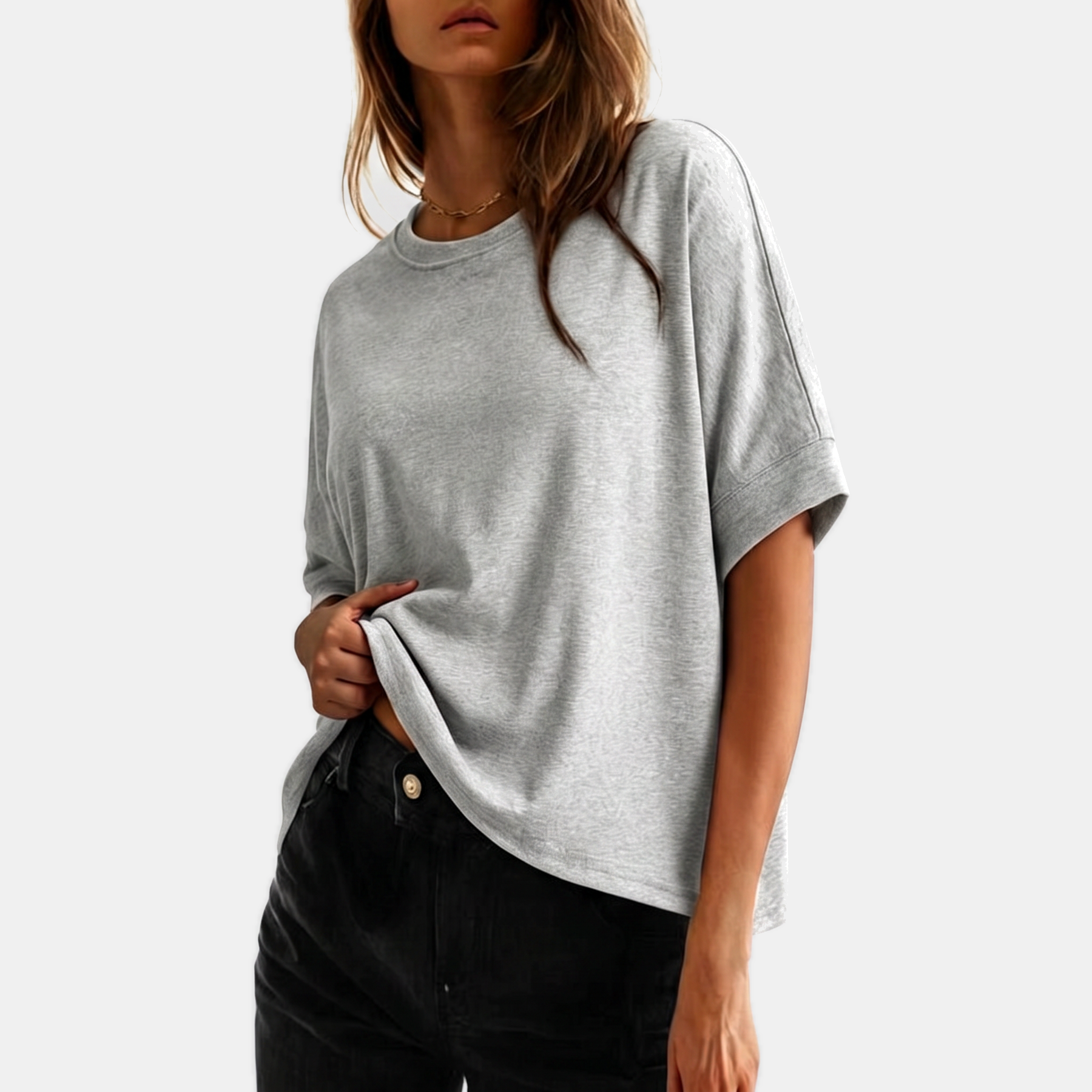 Women's Oversized t shirt Dropped Shoulder Rolled Cuff Boxy Tee