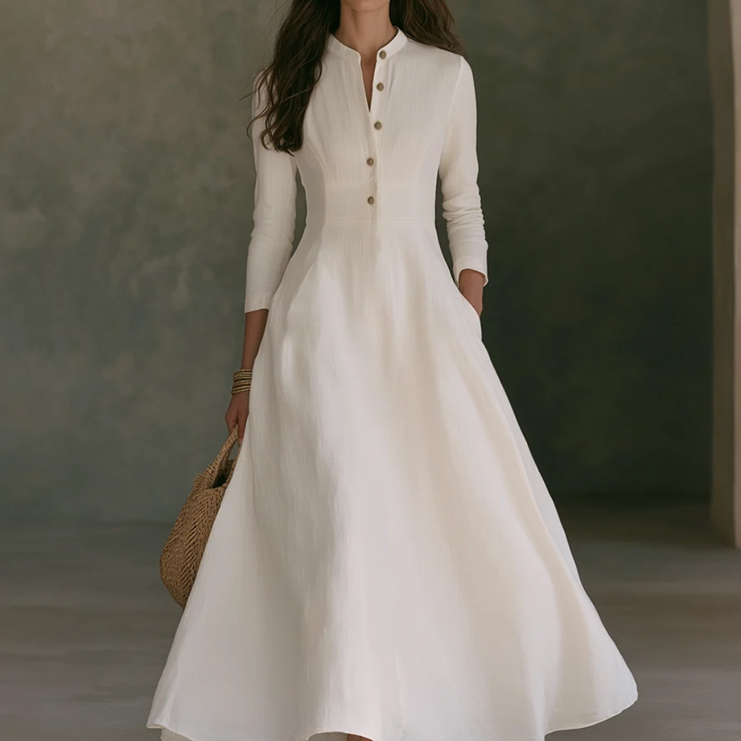 Thelma™ Mandarin Collar Maxi Dress