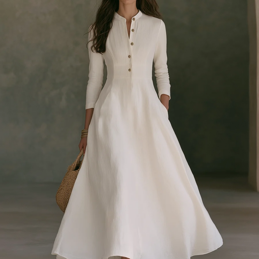 Thelma™ Mandarin Collar Maxi Dress
