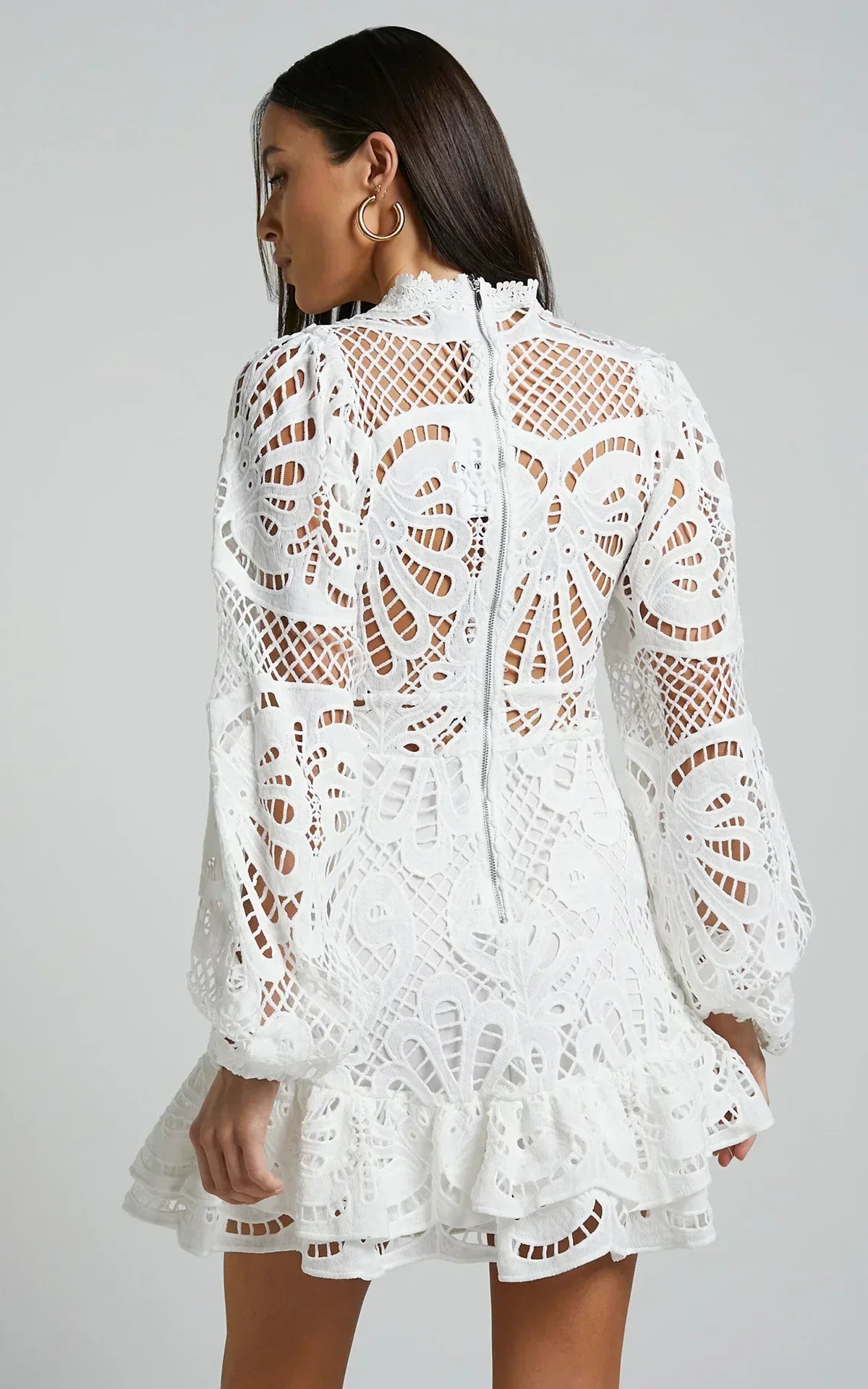 Lilly - Elegant Stand Collar Mini Dress