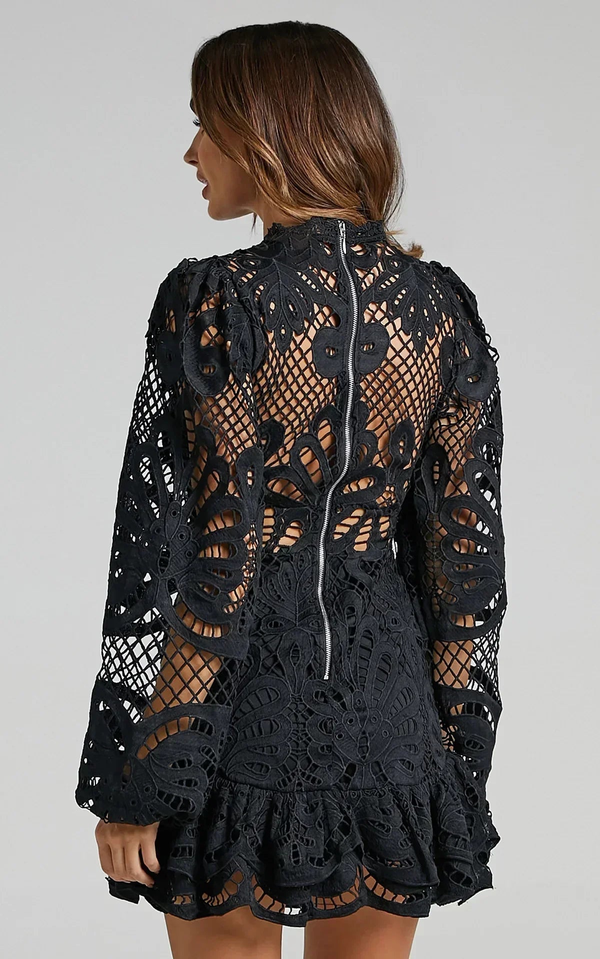 Lilly - Elegant Stand Collar Mini Dress