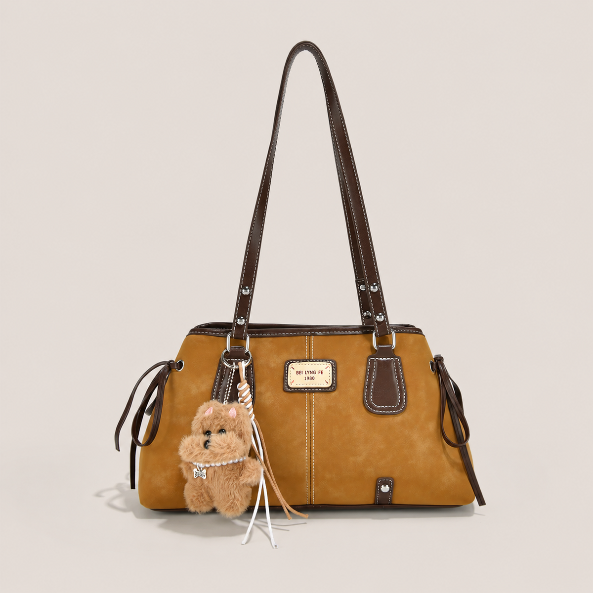 Winnie | Contrast-Stitch Shoulder Bag