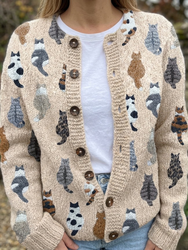 Hemswick® | The Feline Motif Knit Cardigan