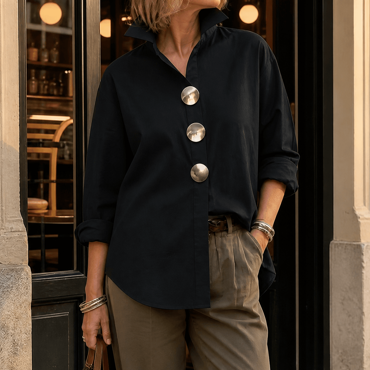 Marjorie | Statement Button Blouse