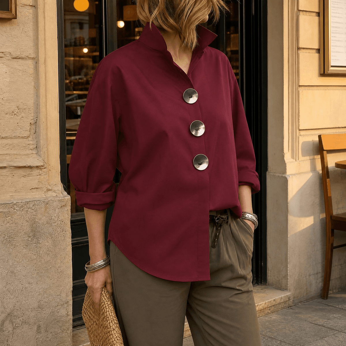 Marjorie | Statement Button Blouse