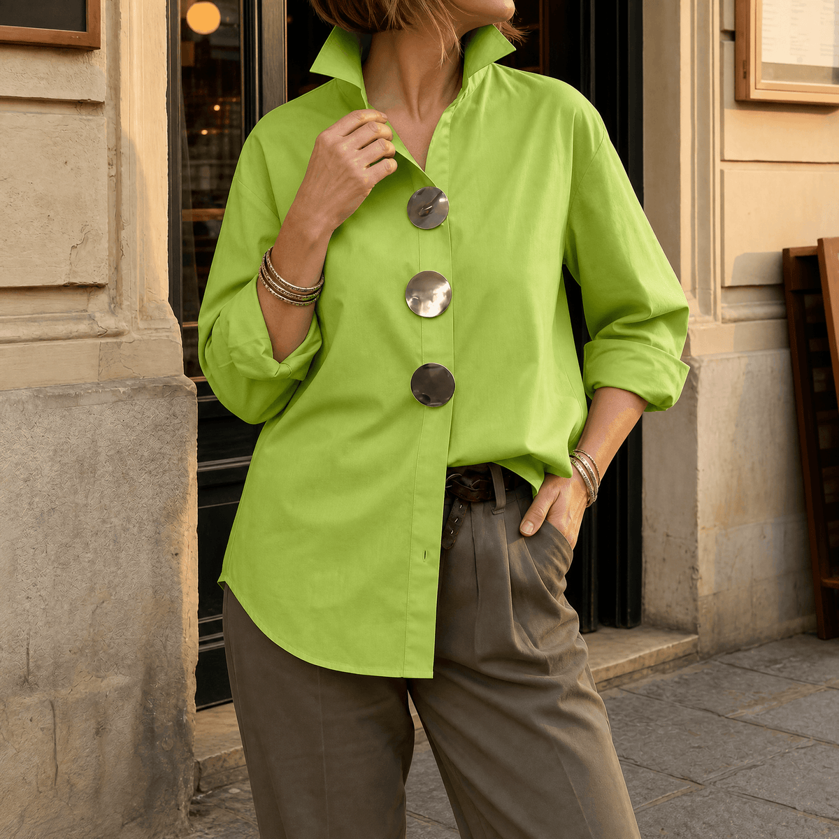 Marjorie | Statement Button Blouse