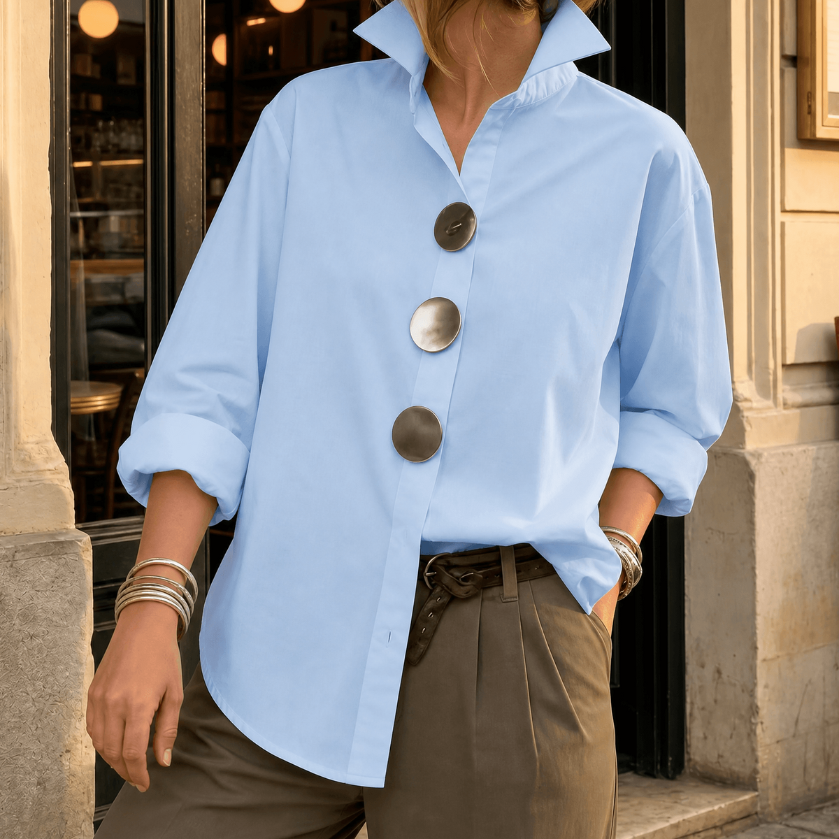 Marjorie | Statement Button Blouse
