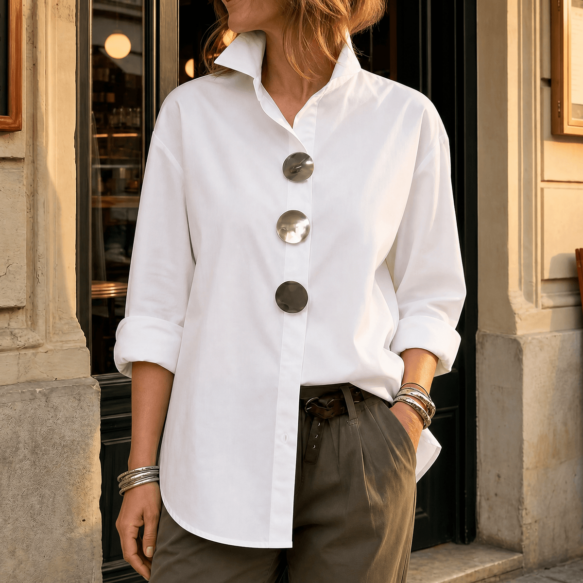 Marjorie | Statement Button Blouse