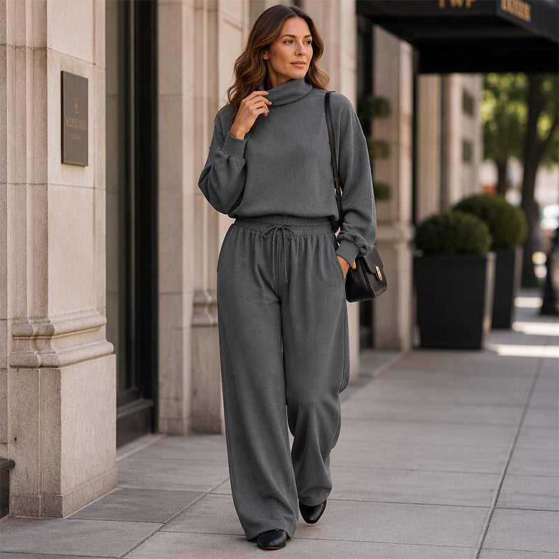Harriet | Turtleneck Wide-Leg Two-Piece Set