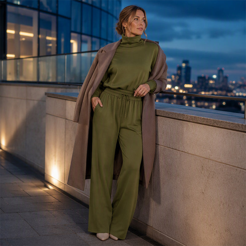 Harriet | Turtleneck Wide-Leg Two-Piece Set