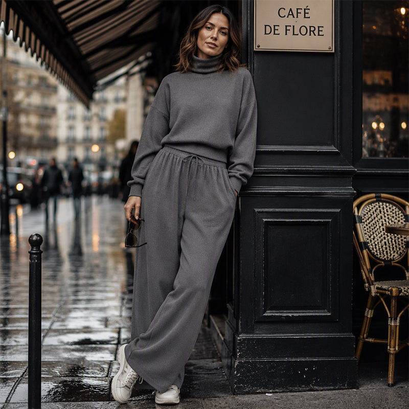 Harriet | Turtleneck Wide-Leg Two-Piece Set