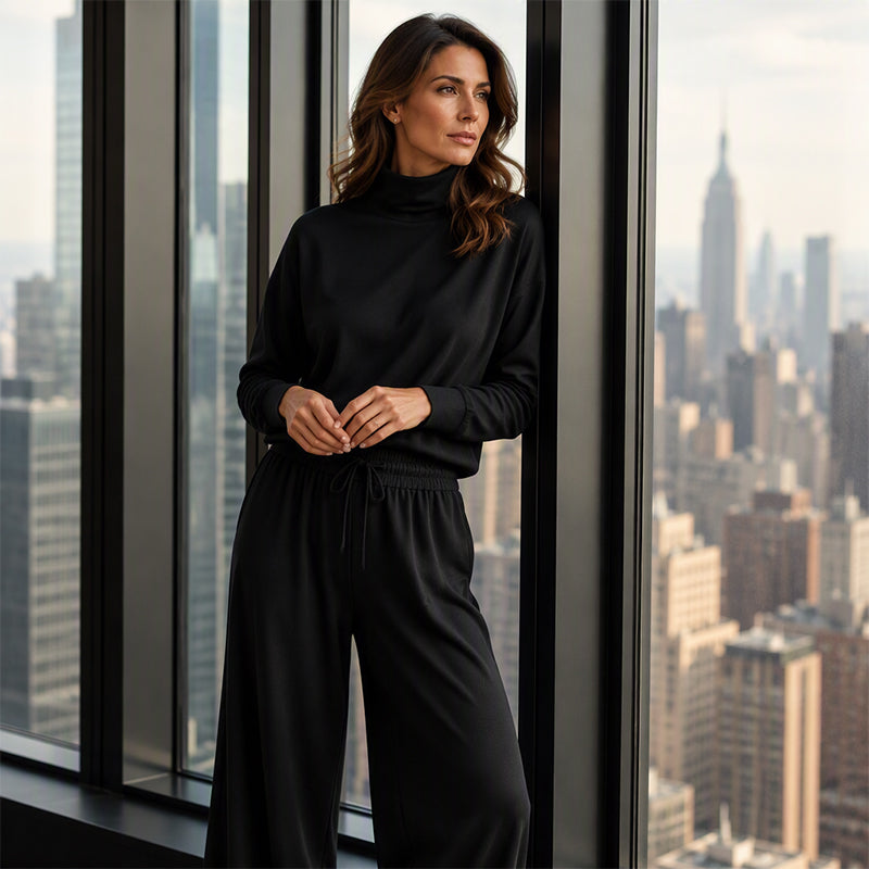 Harriet | Turtleneck Wide-Leg Two-Piece Set