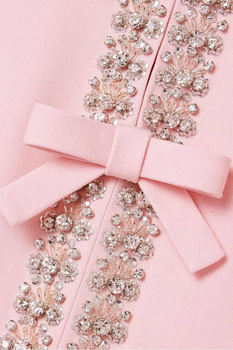 Kiara™ | Bow with Crystal Embellished Midi Dress