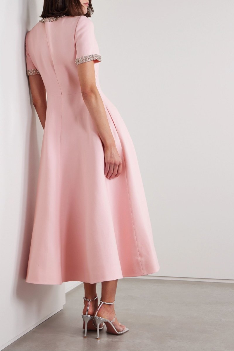 Kiara™ | Bow with Crystal Embellished Midi Dress